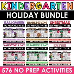 Holiday Math and Literacy Activities Kindergarten Bundle