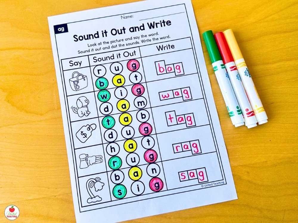 CVC Words Sound it Out worksheet for practising encoding