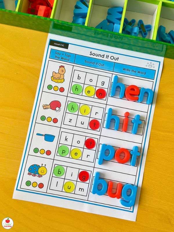 CVC Words sound it out mats for encoding practice