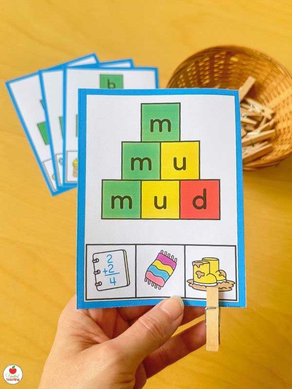 CVC Pyramid Word cards for successive blending practice