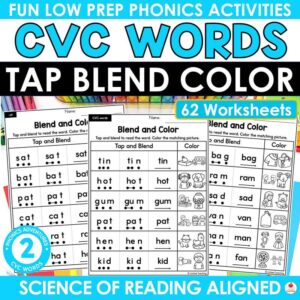 CVC Words Tap Blend Color worksheets cover