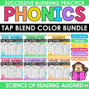 Phonics Tap Blend Color Worksheets Bundle