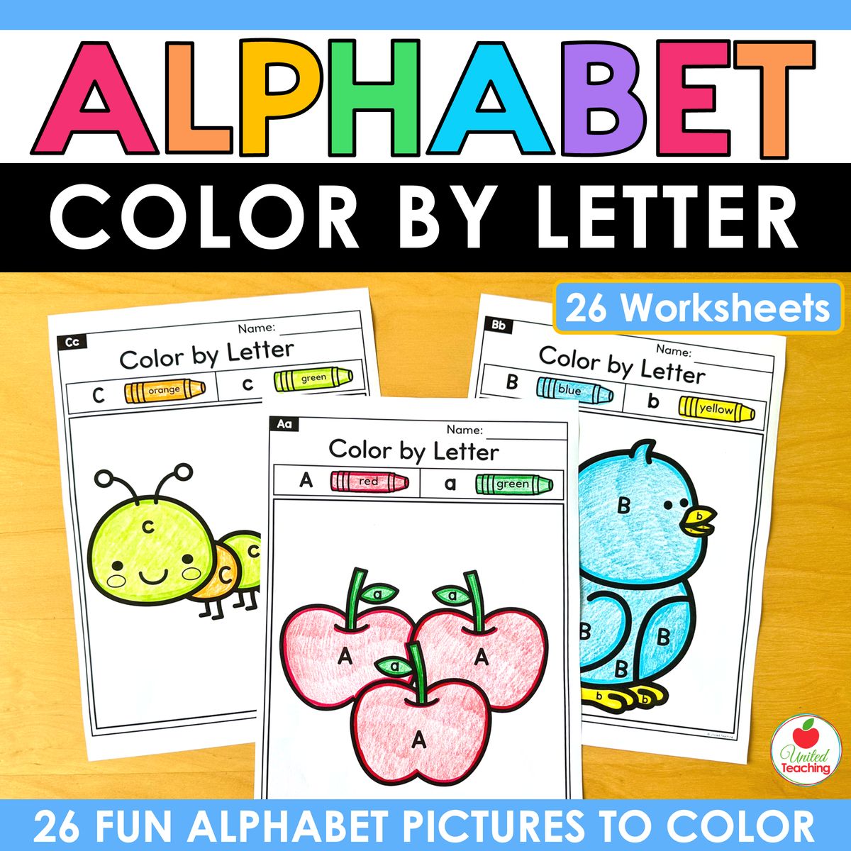 Alphabet Color by Letter Picture Worksheets