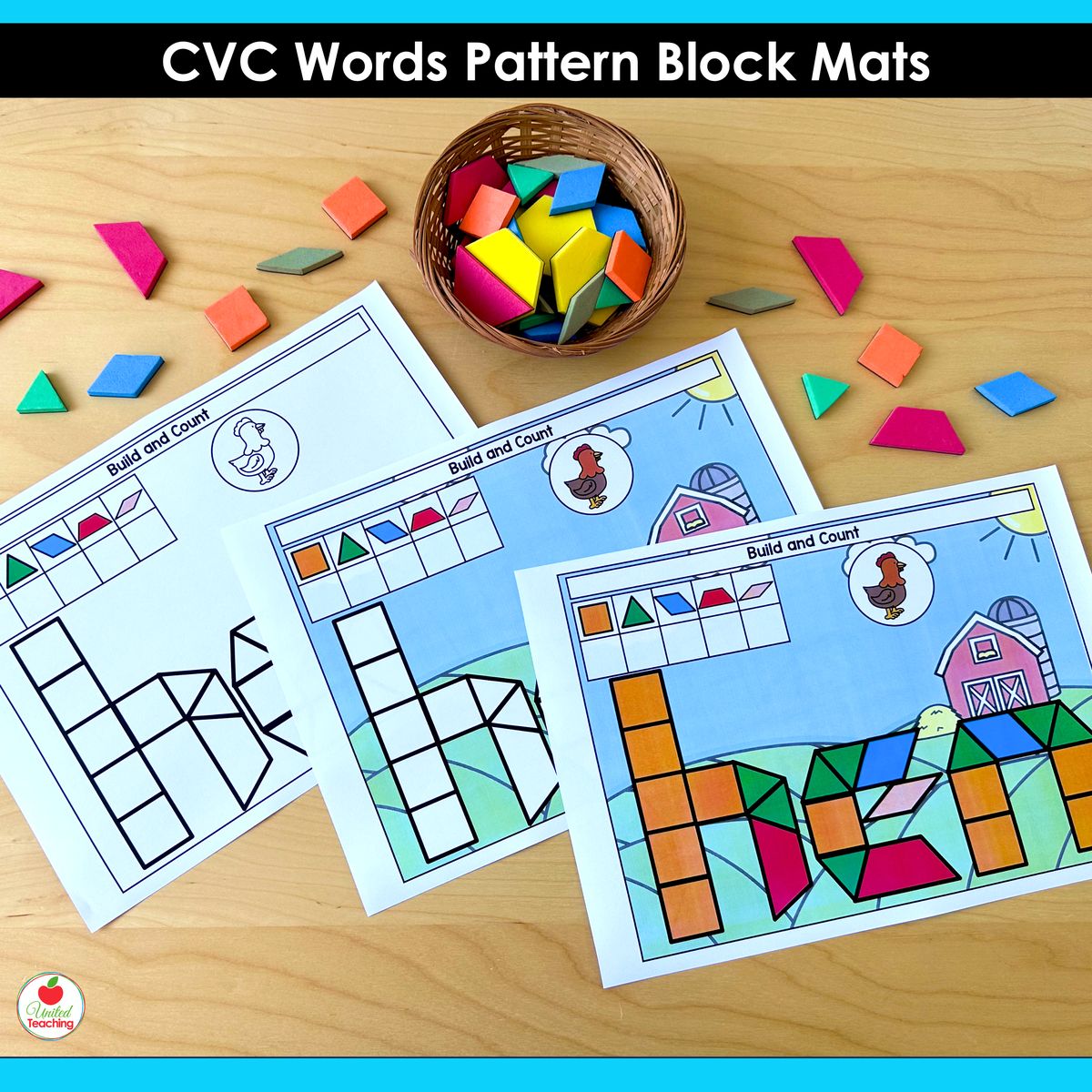 CVC Build and Count Pattern Block Mats