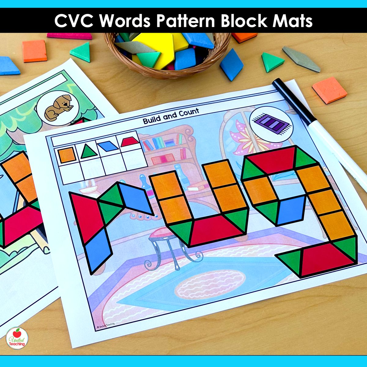 CVC Build and Count Pattern Block Mats