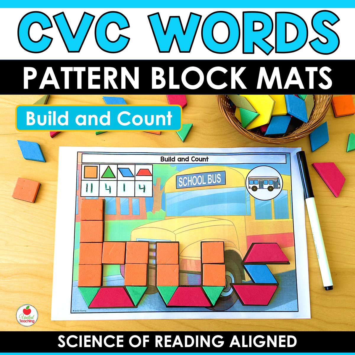 CVC Build and Count Pattern Block Mats