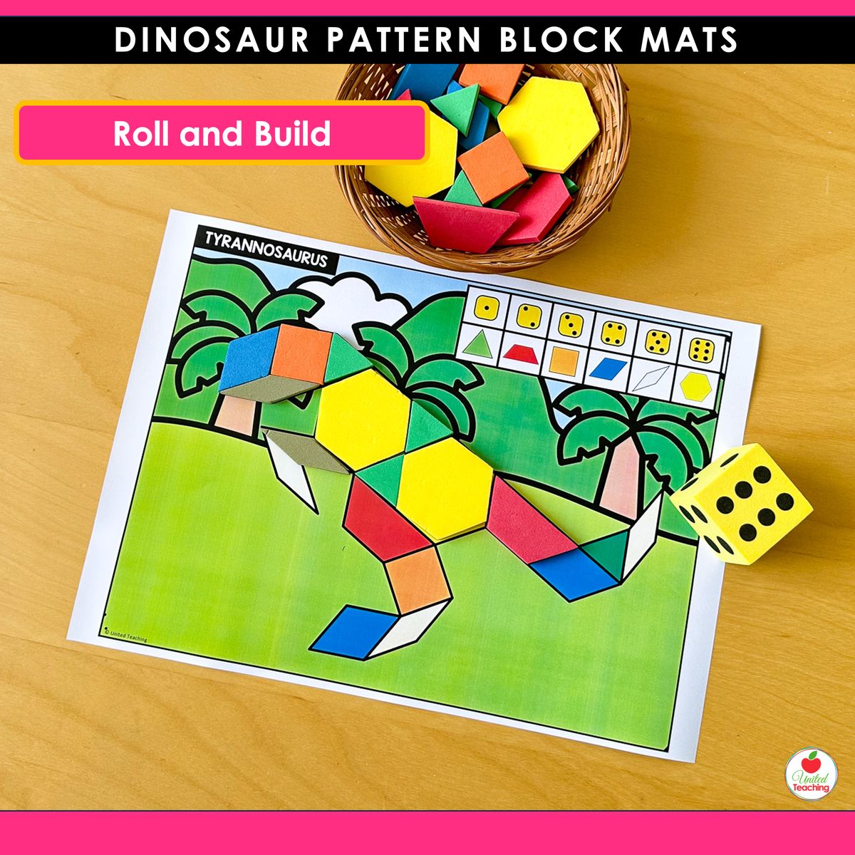 Roll and build Dinosaur Pattern Block Mat