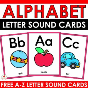 Alphabet letter sound cards A to Z. Free printable for kindergarten
