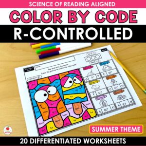R-Controlled Vowels Summer Color by Code Worksheets