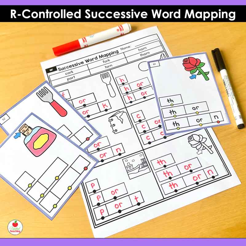 R-Controlled Successive Word Mapping Task Cards and Worksheets