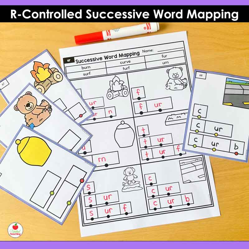 R-Controlled Successive Word Mapping Task Cards and Worksheets