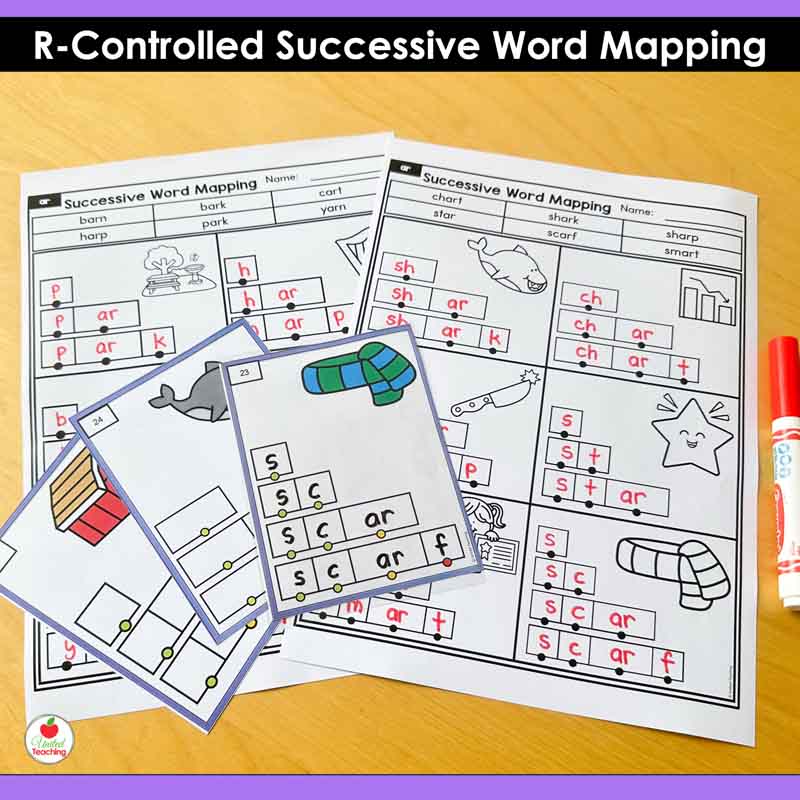 R-Controlled Successive Word Mapping Task Cards and Worksheets