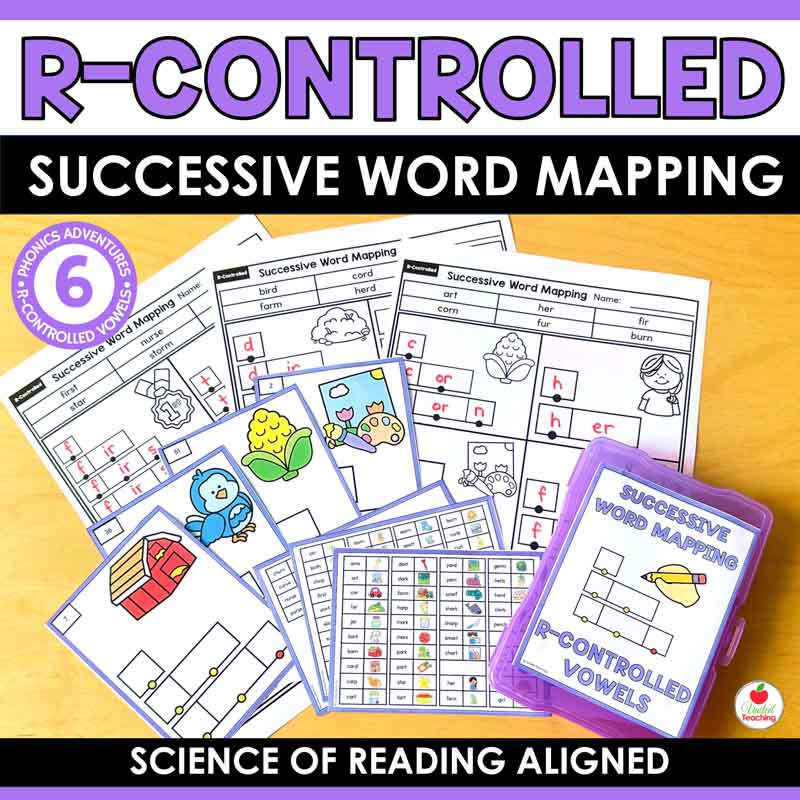 R-Controlled Vowels Successive Word Mapping Task Cards and Worksheets Packet