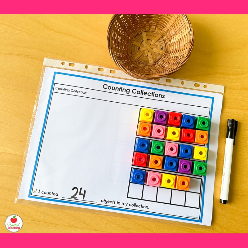 Counting collections large frame recording sheet for numbers to 30 - kindergarten math centre