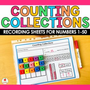 Free counting collections recording sheets for kindergarten - 15 differentiated sheets for numbers 1-50