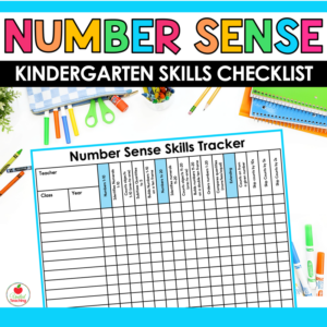 Free number sense skills checklist for kindergarten - class tracking sheet for 13 key skills