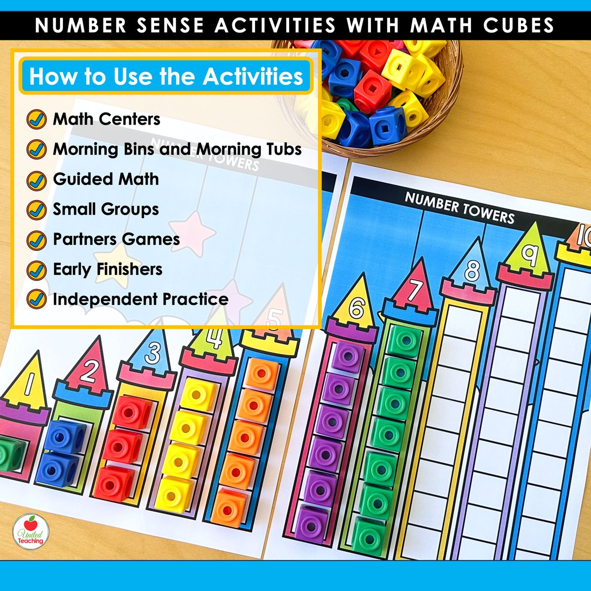 How to use Number Sense Activities with Math Cubes for math centers, morning tubs, guided math, small groups, partner games, early finishers, and independent practice