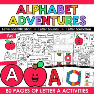 Alphabet Adventures Letter A Activities Packet Cover