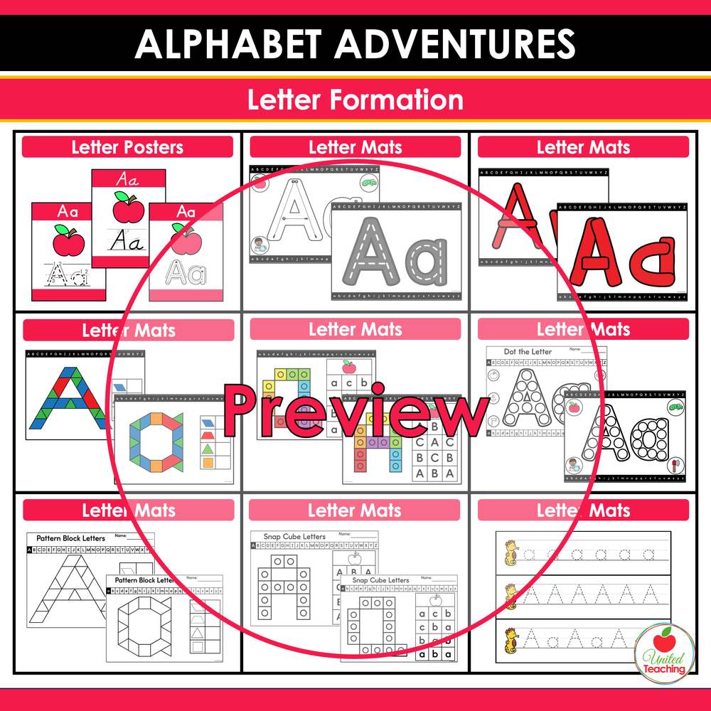 Alphabet Adventures letter formation, letter posters and building mats for handwriting practice