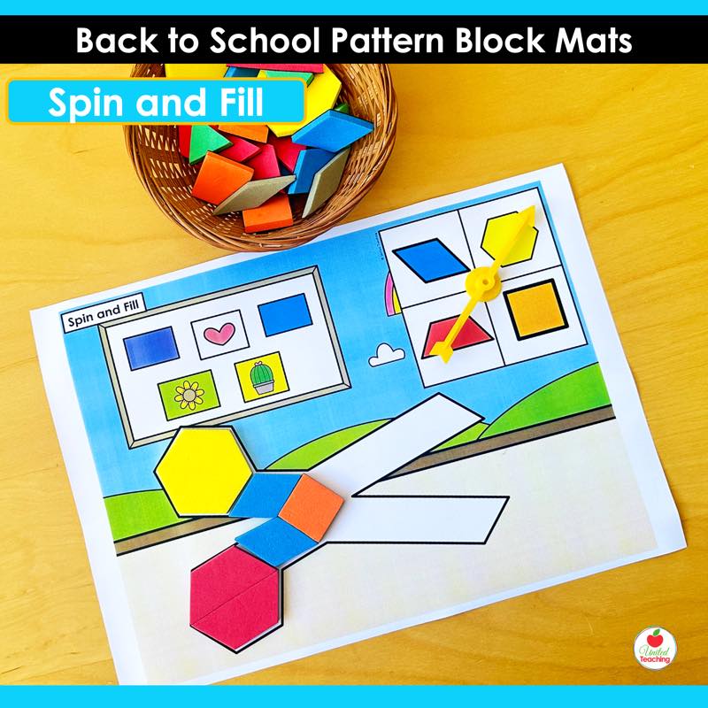 Spin and Fill scissors pattern block mat with a shape spinner from Back to School Pattern Block Mats