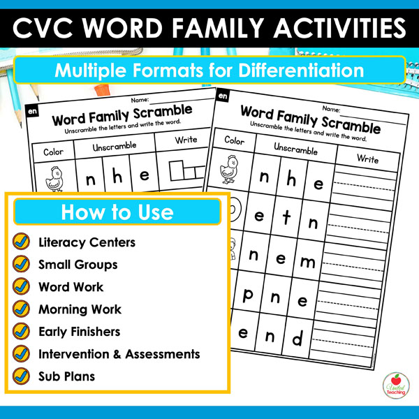 CVC Word Families Worksheets Bundle - Image 5