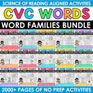 CVC Word Families Worksheets Bundle Cover