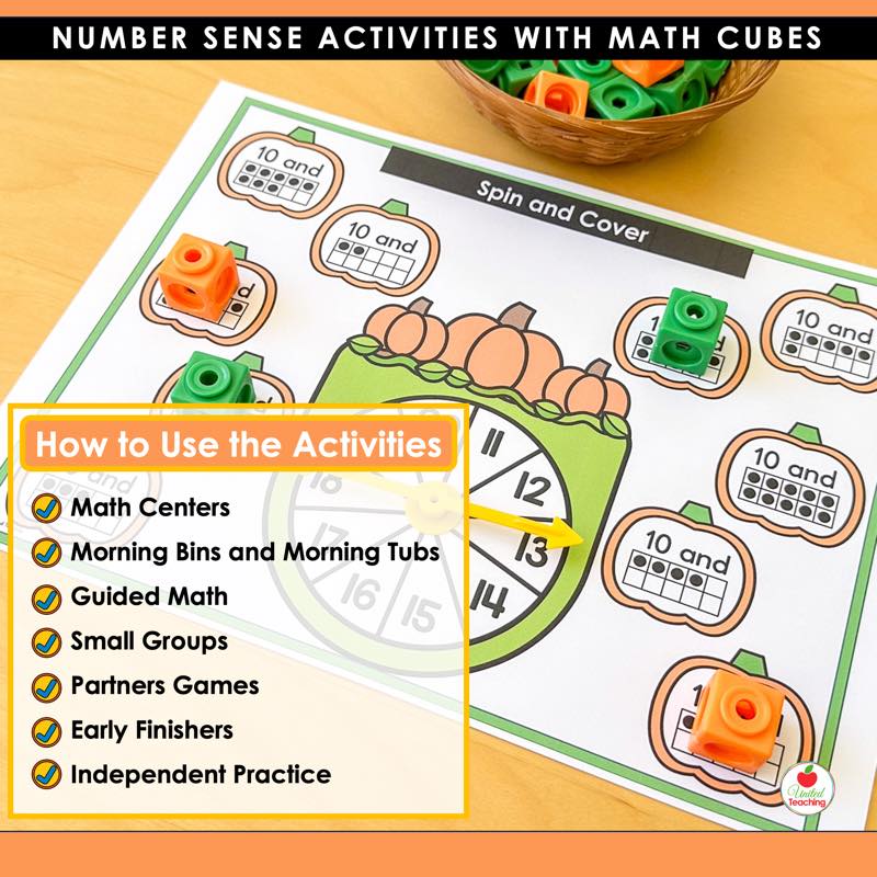 How to use Pumpkin Number Sense Activities: math centers, guided math, and small groups