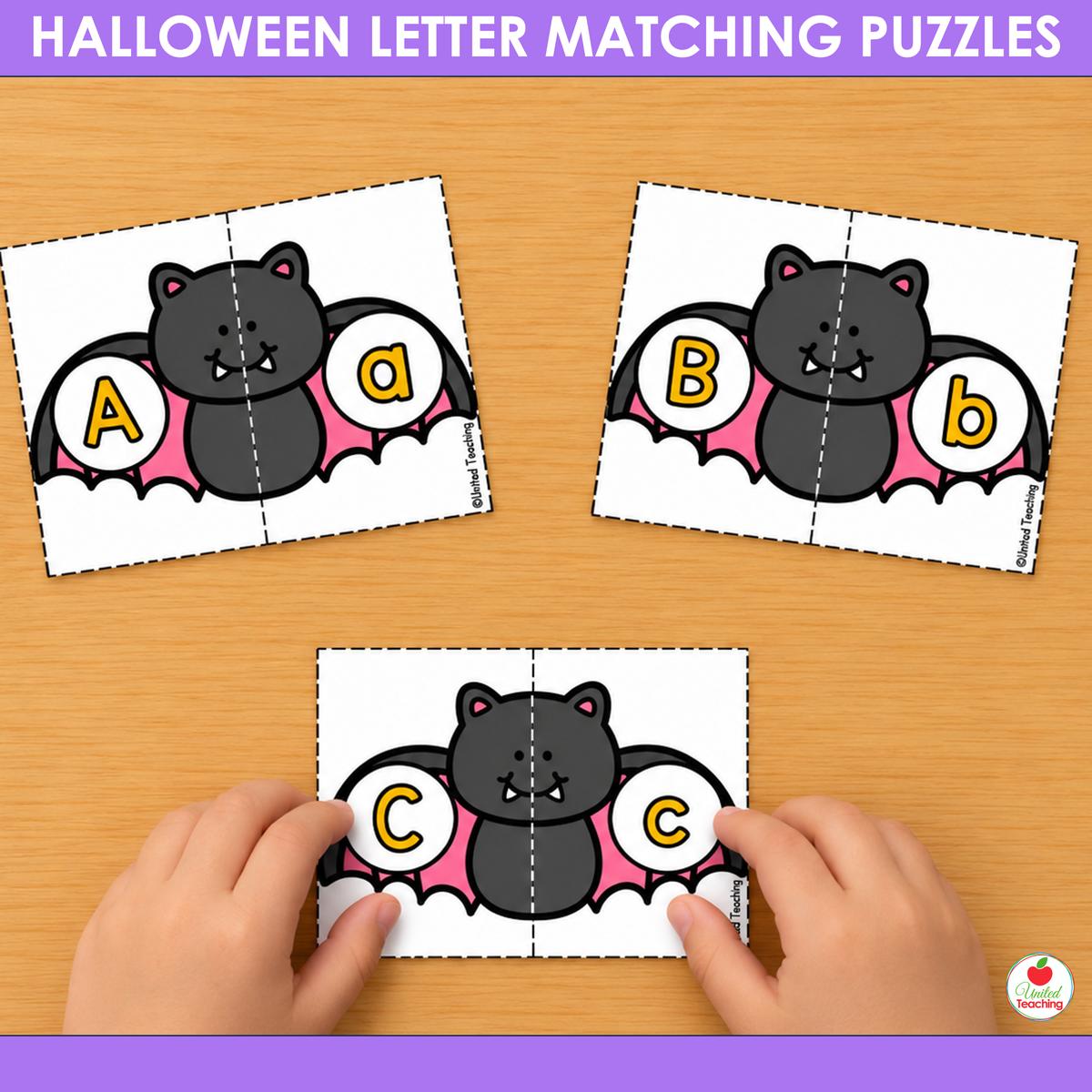 Bat uppercase and lowercase letter matching puzzles
