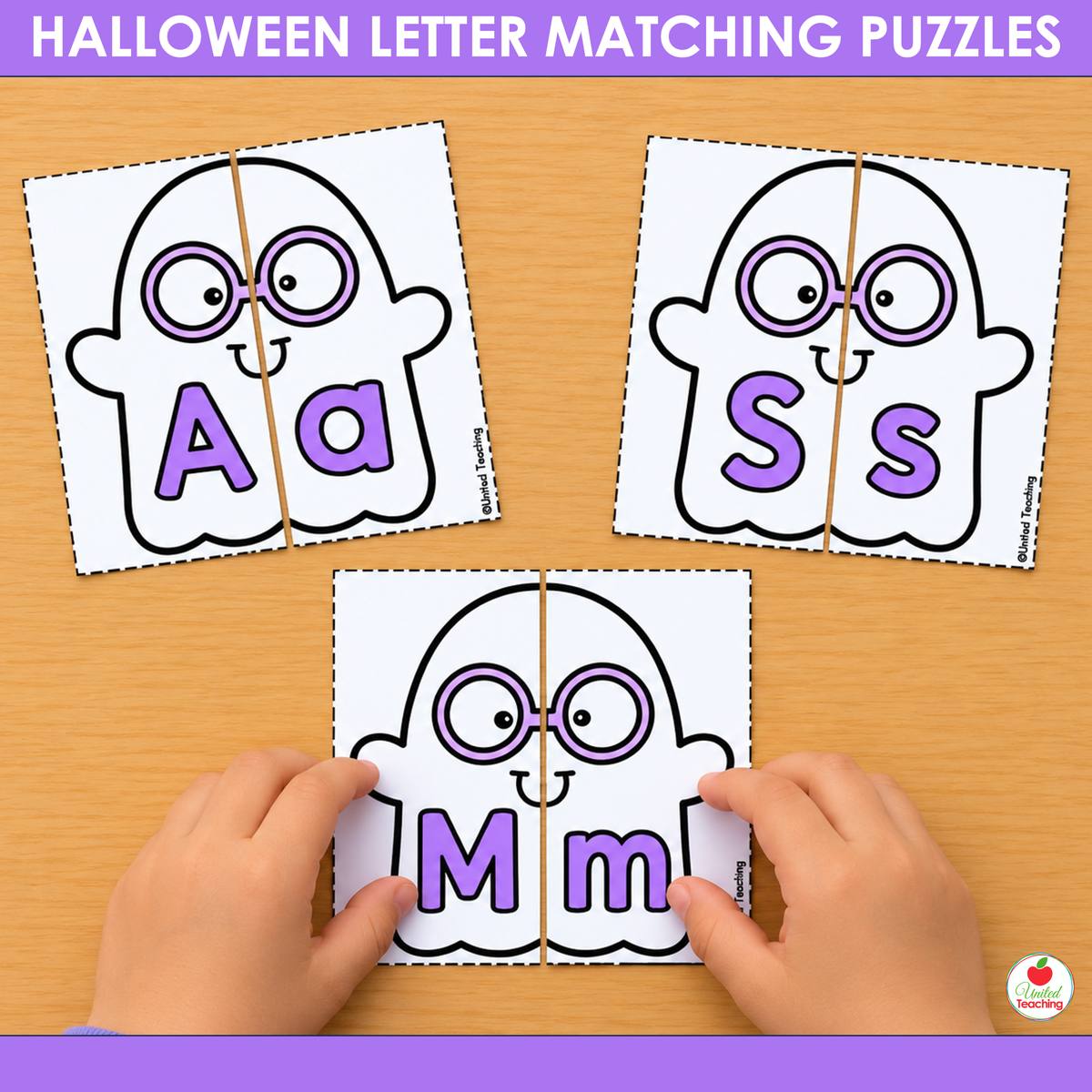 Ghost letter matching puzzles for kindergarten